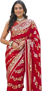 SIRIL Women's Georgette Foil Print Saree With Unstitched Blouse Price In India