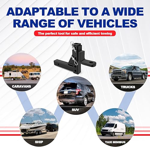 Miniatura 7 de Enganche ajustable, enganche de remolque ajustable de 2.5 pulgadas, enganche de remolque para camiones, remolque, automóviles, enganche de remolque