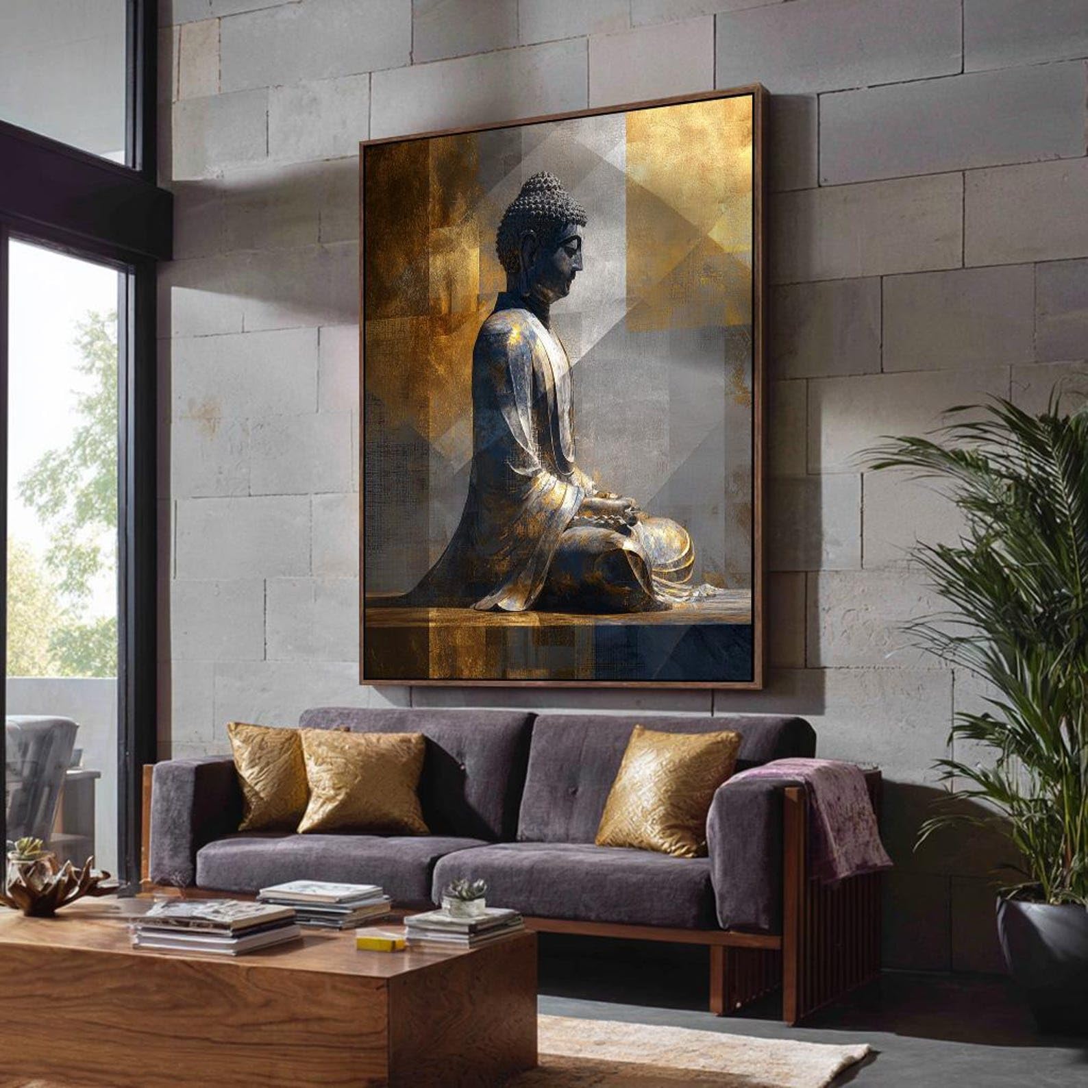 Pósteres de Buda espirituales en lienzo - Decoración de pared para sala de meditación - Arte de retrato budista zen - Decoración para estudio de yoga - Pintura (50x75cm/Sin marco)