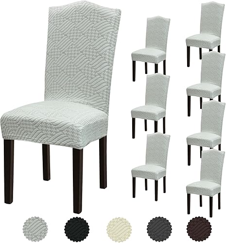 Vista 56 de Juego de 6 fundas para silla, fundas elásticas para sillas de comedor, extraíbles y lavables, para sillas de comedor, hotel, ceremonia, color gris