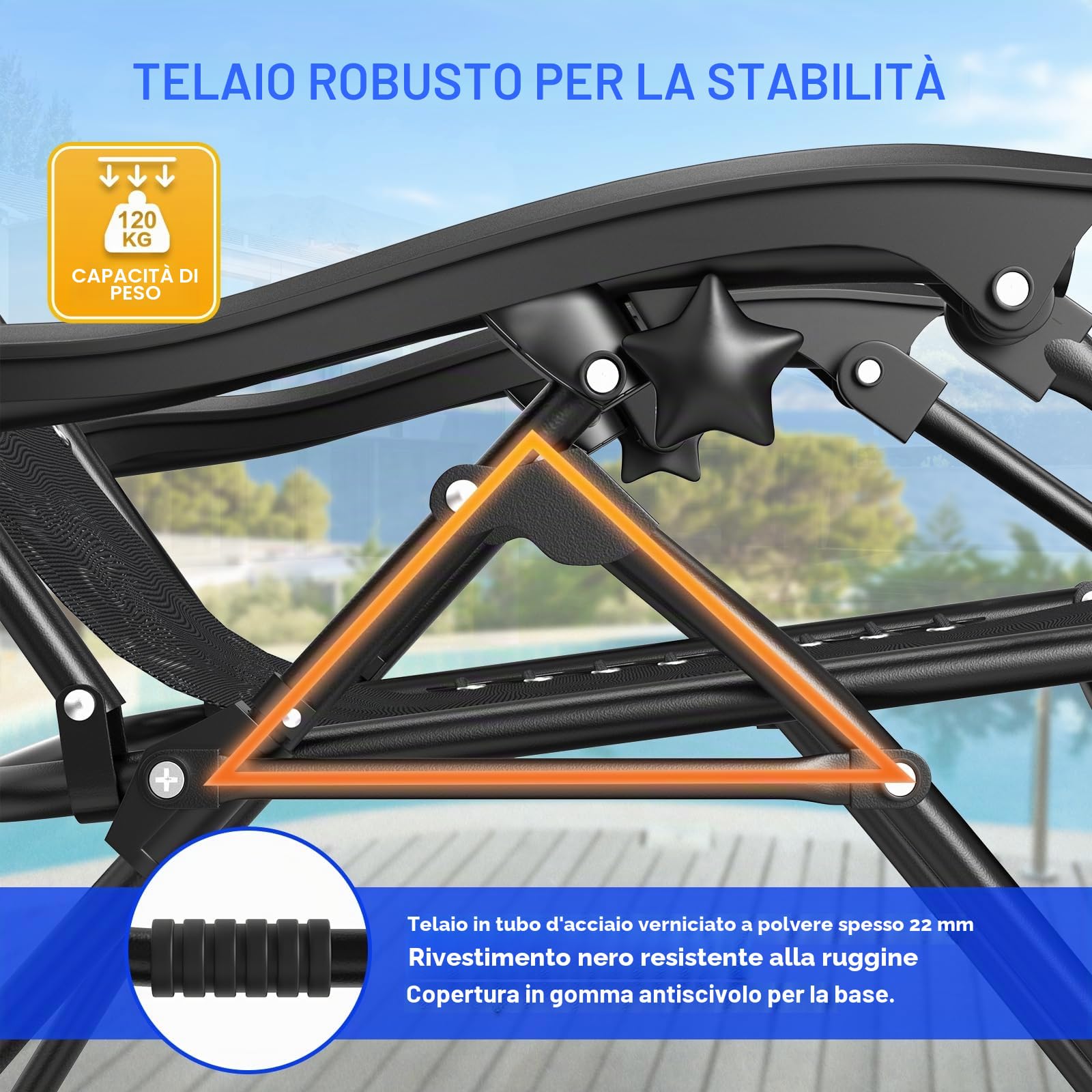 Set di 2 sedie a sdraio Huracan, sdraio pieghevole con poggiatesta regolabile in continuo e portabevande, sdraio da giardino Piscina con telaio in acciaio inossidabile e Tessuto traspirante, antracite