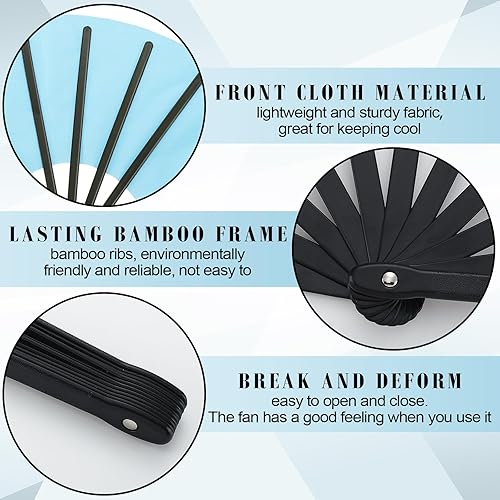 Miniatura 3 de Maitys 2 piezas de abanicos grandes plegables de mano para baile en línea, abanicos plegables de nailon para festival de kung fu chino, Color