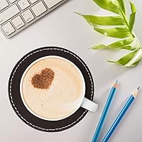 Vista 3 de Leather Coasters for Drinks(6 Pack), Handmade Durable Drink Coasters Set with Holder for Tabletop Protection, Luxurious Home Décor and Housewarming