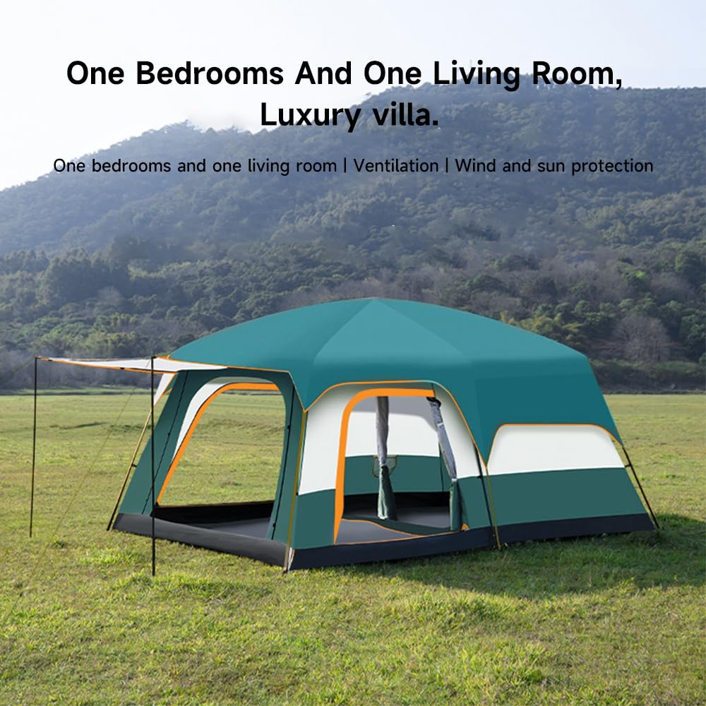 Namiot dla 4-6 osób, namiot kempingowy z 2 sypialniami i 1 salonem, 310 x 210 x 180 cm, namiot rodzinny, glamping ze zdejmowaną podłogą, na kemping, w podróż