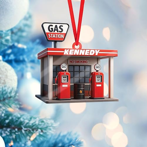 Miniatura 5 de Adorno de Navidad personalizado con bomba de gas, decoración retro personalizada para árbol de vacaciones, recuerdo único para trabajadores de