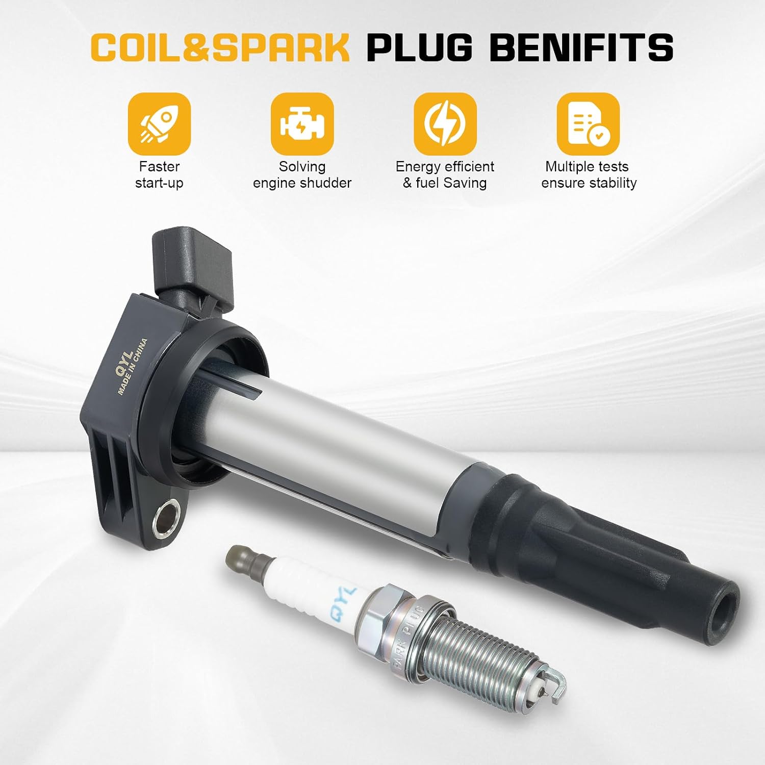 QYL Set of 6 Ignition Coil and 6 Pack Iridium Spark Plugs 6619 Pack for 3.5L V6 Toyota Lexus RX350 IS350 ES350 2007 2008 2009 2010 2011 2012 2013 2014 2015 OE# 90919-A2007, UF487 C1601
