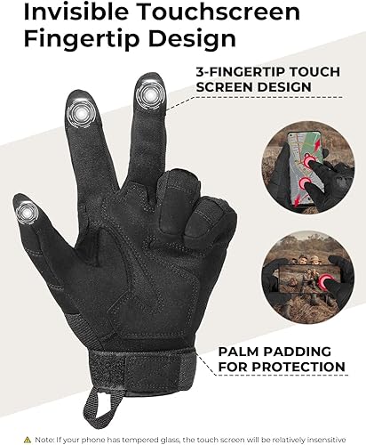 Vista 34 de KEMIMOTO - Guantes tácticos para hombres, guantes de motocicleta aptos para pantalla táctil con carcasa dura y acolchado de palma para deportes