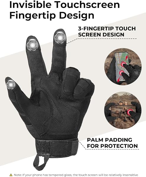 KEMIMOTO Tactical Gloves for Men, Touchscreen Combat Gloves with Hard PVC Shell Protector for Work Sports Motorcycle Cycling Tactical Airsoft Paintball Hunting Hiking Climbing - 3