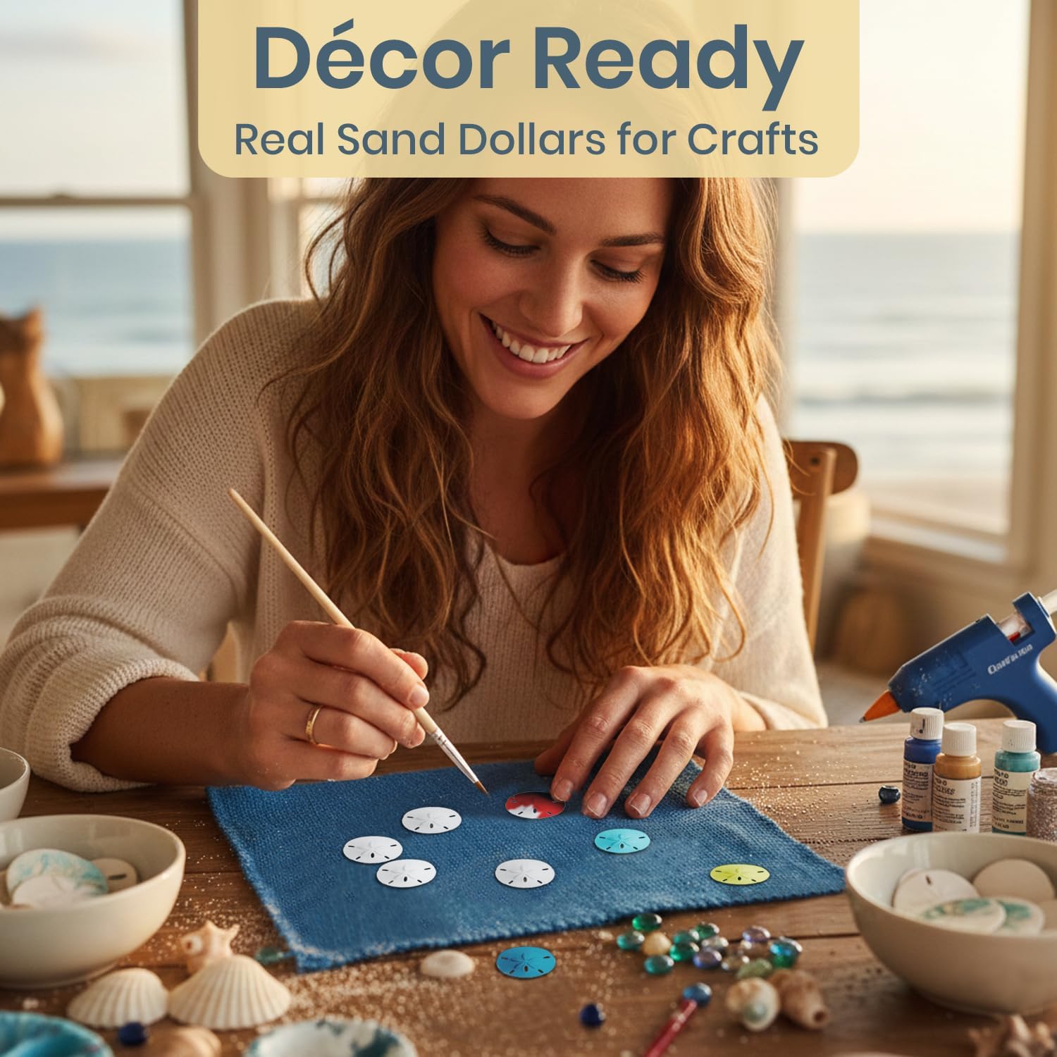 Real Sand Dollars Under 1" (100 Pack) – Sand Dollar Wall Art & Ornament Set – Beach Wedding Decor – Nautical Party Table Decor – Mini Shells for Crafts – Coastal Gifts