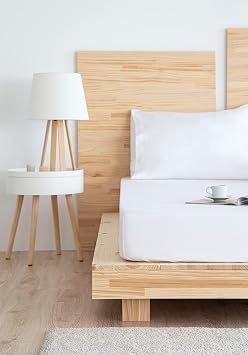 Todocama - Fitted sheet in extra soft brushed microfibre. (Bed 120 x 190/200 cm, White)