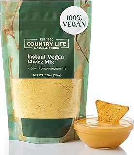 Country Life Vegan Cheez Mix, Made with Organic Ingredients, Instant, Plant-based, Cheddar Cheese Substitute Perfect for Mac&Cheese, Burgers, and Veggies 12 oz