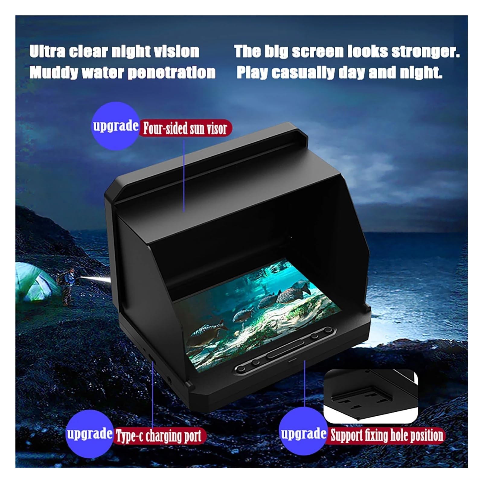 Detector de Peces, Cámara de Pesca submarina 5'' HD 1080P Ice IR y LED buscador portátil for la Oscuridad(30m)