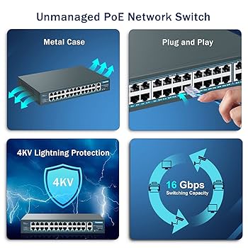 Amazon.com: Yuanley 24 Port PoE Switch with 2 Gigabit