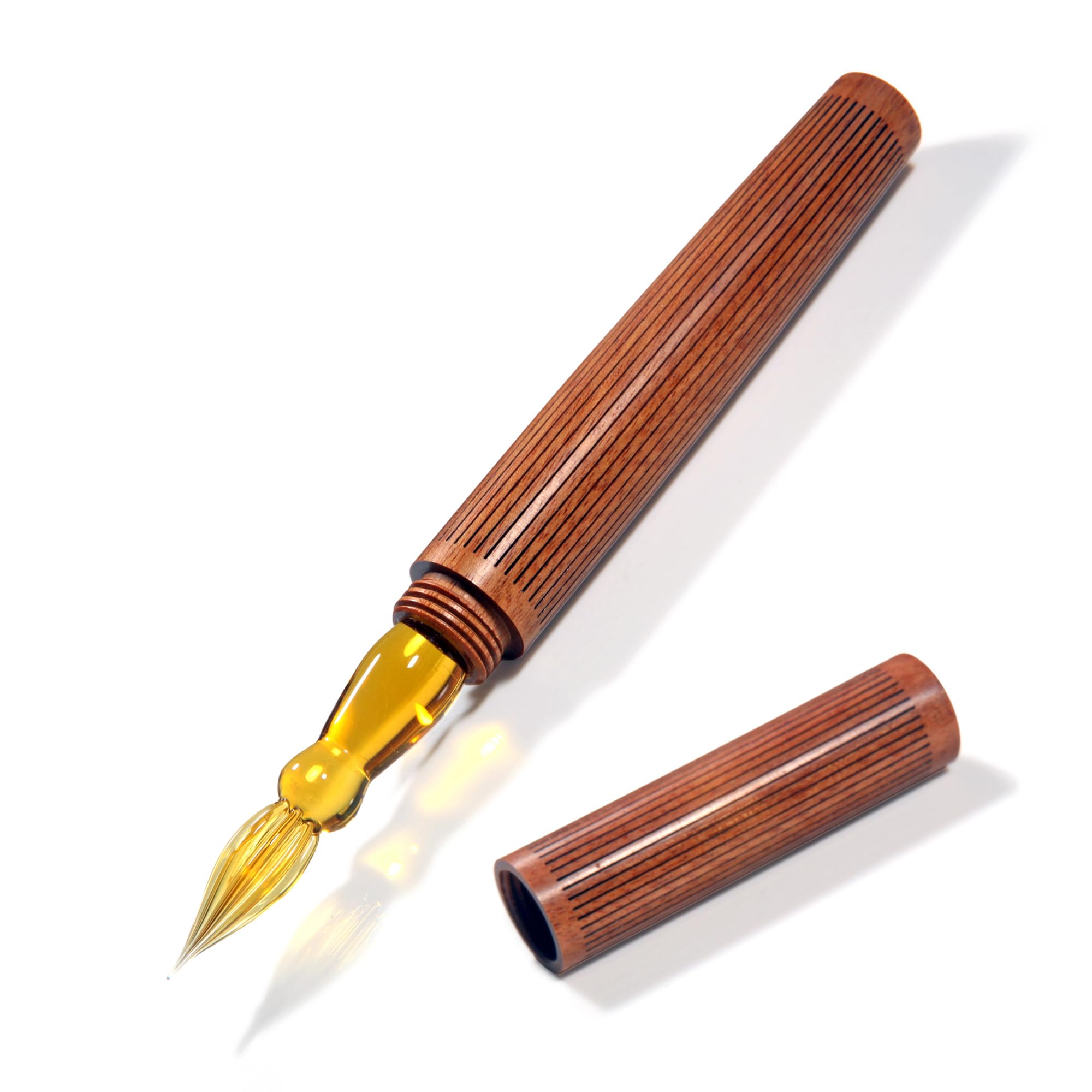 SeventyTwo Handmade Glass Dip Pen with Wood Handle, Calligraphy Writing Pen with Glass Nib (Brown)