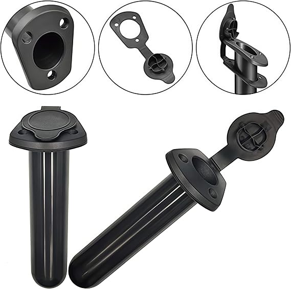 2-Pack Plastic Flush Mount Kayak Rod Holders with Cap Covers，Fishing Tackle Accessory Tool，for Kayak, Canoe, Small Boat Accessories Loopunk