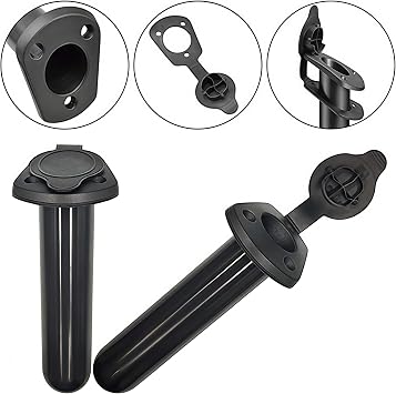 2-Pack Plastic Flush Mount Kayak Rod Holders with Cap Covers，Fishing Tackle Accessory Tool，for Kayak, Canoe, Small Boat Accessories Loopunk