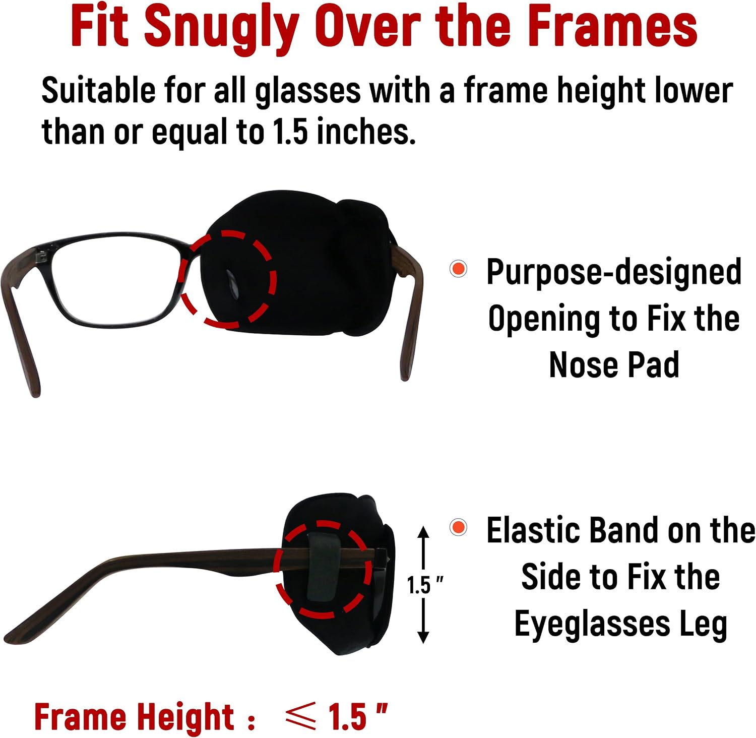 Astropic 3D Silk Eye Patch for Adults Kids | Medical Eyepatch for Glasses (Balck, Right Eye)