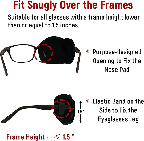 Miniatura 4 de Astropic Parche de ojo de seda 3D para adultos y niños  Parche médico para gafas (Balck - Ojo de sabiduría, ojo derecho)