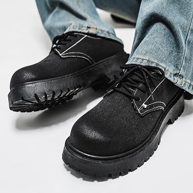 Mens Durable Toe Protective Work Shoes, Oxford Leather, Stylish Dress, Non - Slip, Resistant, Thick - Soled Height - Increasing and Comfortable Casual Walking Shoes for Men