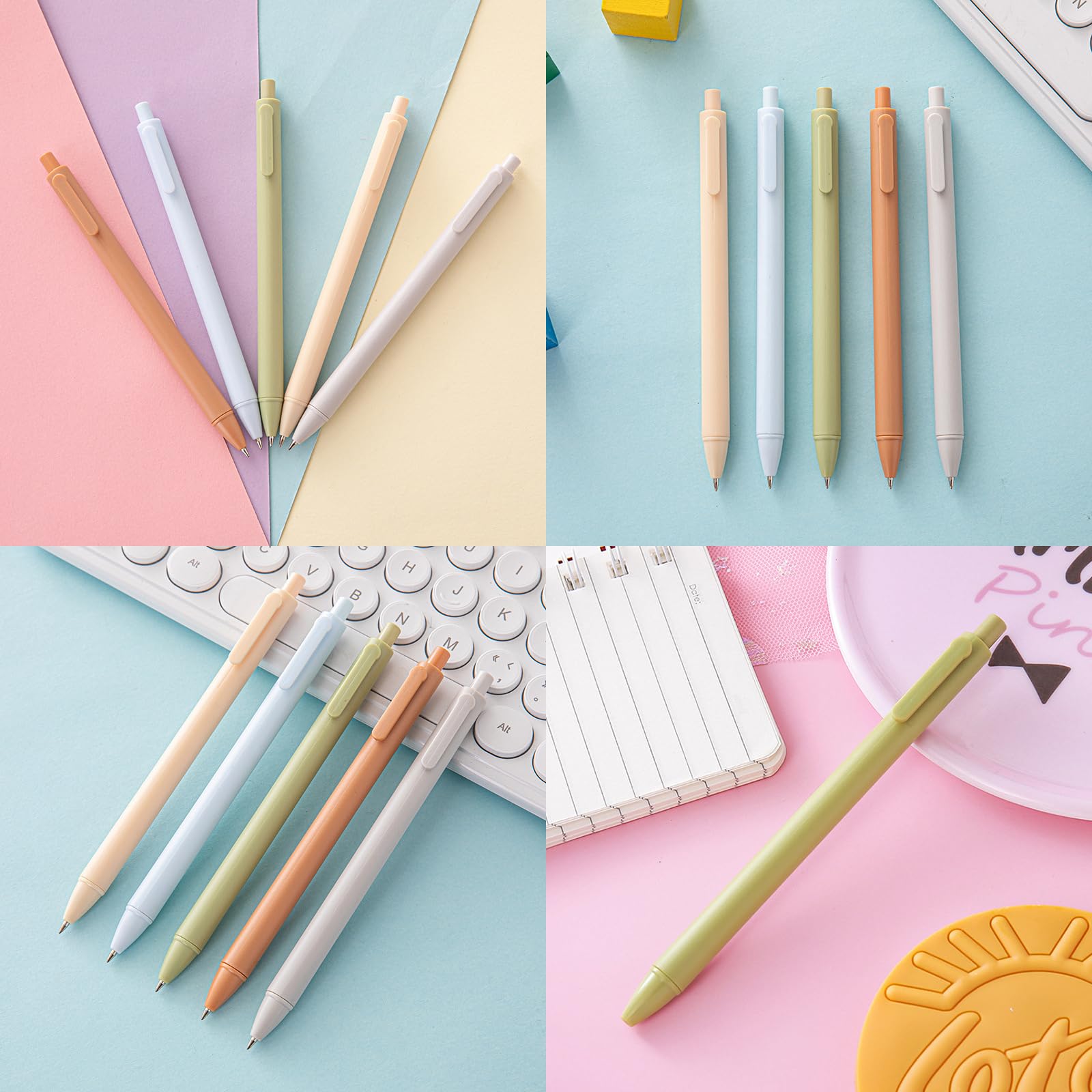 Gelschreiber, schwarze Tinte, 0,5 mm, feine Spitze, niedlicher Macaron-Farbstift, einziehbar, Schule, Bürobedarf (hellgrau), 50 Stück