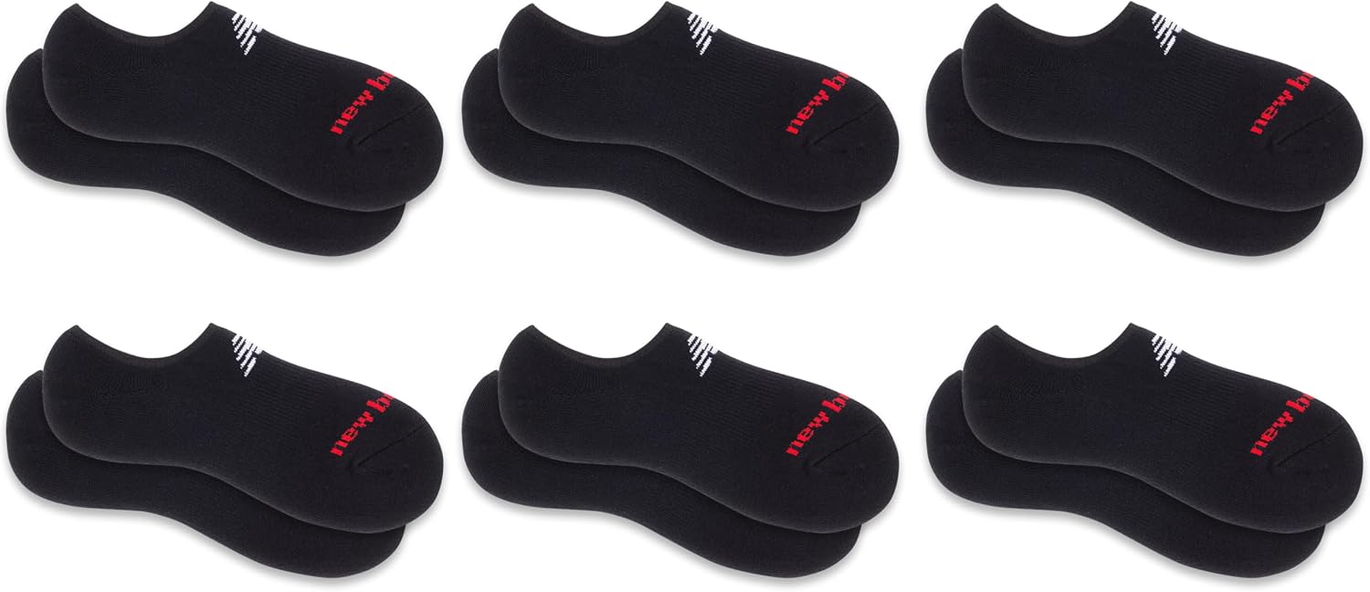 New Balance Unisex Adult Everyday Cushioned No Show Socks, 6 Pairs