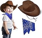 SeptCity Toddler Cowboy Hat and Blue Bandana for Age 2-5, Baby Infant Gift for Halloween Birthday Western Parties