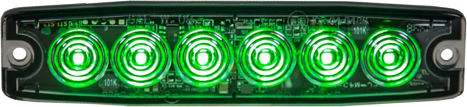 Buyers Products 8892203 5 Inch Red LED Strobe Light, Ultra‑Thin Surface Mount Warning Light, 6 LEDs, 23 Flash Patterns, Aluminum Housing, IPX8 Waterproof, for Trucks and Utility Vehicles