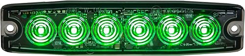 Buyers Products 8892209 - Luz estroboscópica LED verde de 5 pulgadas, 6 LED, 23 patrones de flash, carcasa de aluminio, luces de advertencia para