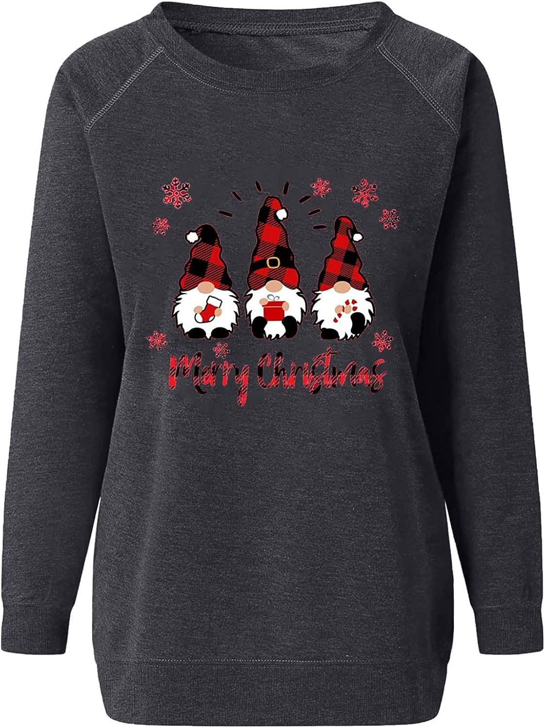 Wirziis Womens Funny Chirstmas Tunic Tops Xmas Elves Print Loose Fit T-Shirts Casual Long Sleeve Crewneck Sweatshirt at  Women’s Clothing store