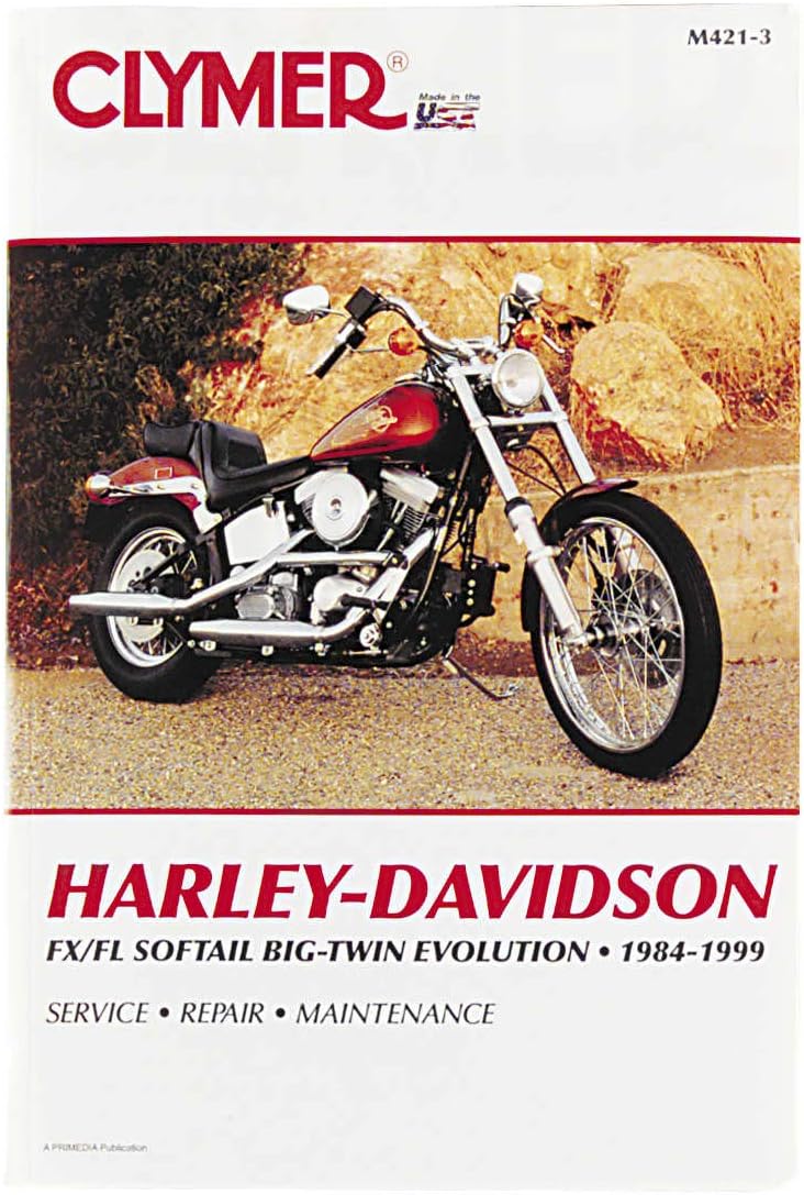 1984-1999 Harley Davidson FLS/FXS Big-Twin Evol CLYMER MANUAL HD FLS/FXS BIG-TWIN EVOL 84-99, Manufacturer: CLYMER, Manufacturer Part Number: M421-3-AD, Stock Photo - Actual parts may vary.