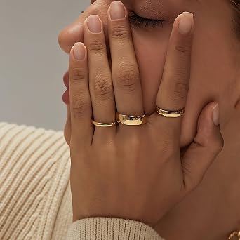 NOKMIT 2mm 4mm 6mm ゴールド結婚指輪 レディース メンズ タングステン 上品なゴールドドームリング 親指ピンキーリング 高光沢仕上げ 変色しない 快適フィット