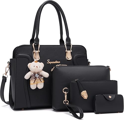 Bolsos de mano de moda para mujer, bolsa de hombro, asa superior, bolsa de mano, juego de 4 piezas