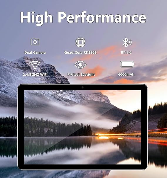 جهاز لوحي ECOPAD مقاس 10.1 بوصة، أجهزة لوحية تعمل بنظام Android 15، ذاكرة وصول عشوائي 12 جيجابايت (4+8) / ذاكرة قراءة فقط 64 جيجابايت / توسيع بطاقة SD سعة 1 تيرابايت، شاشة تعمل باللمس IPS HD بدقة 1280x800، بطارية 6000 مللي أمبير، بلوتوث 5.0، كاميرات مزدوجة، GMS، واي فاي ثنائي النطاق، أسود