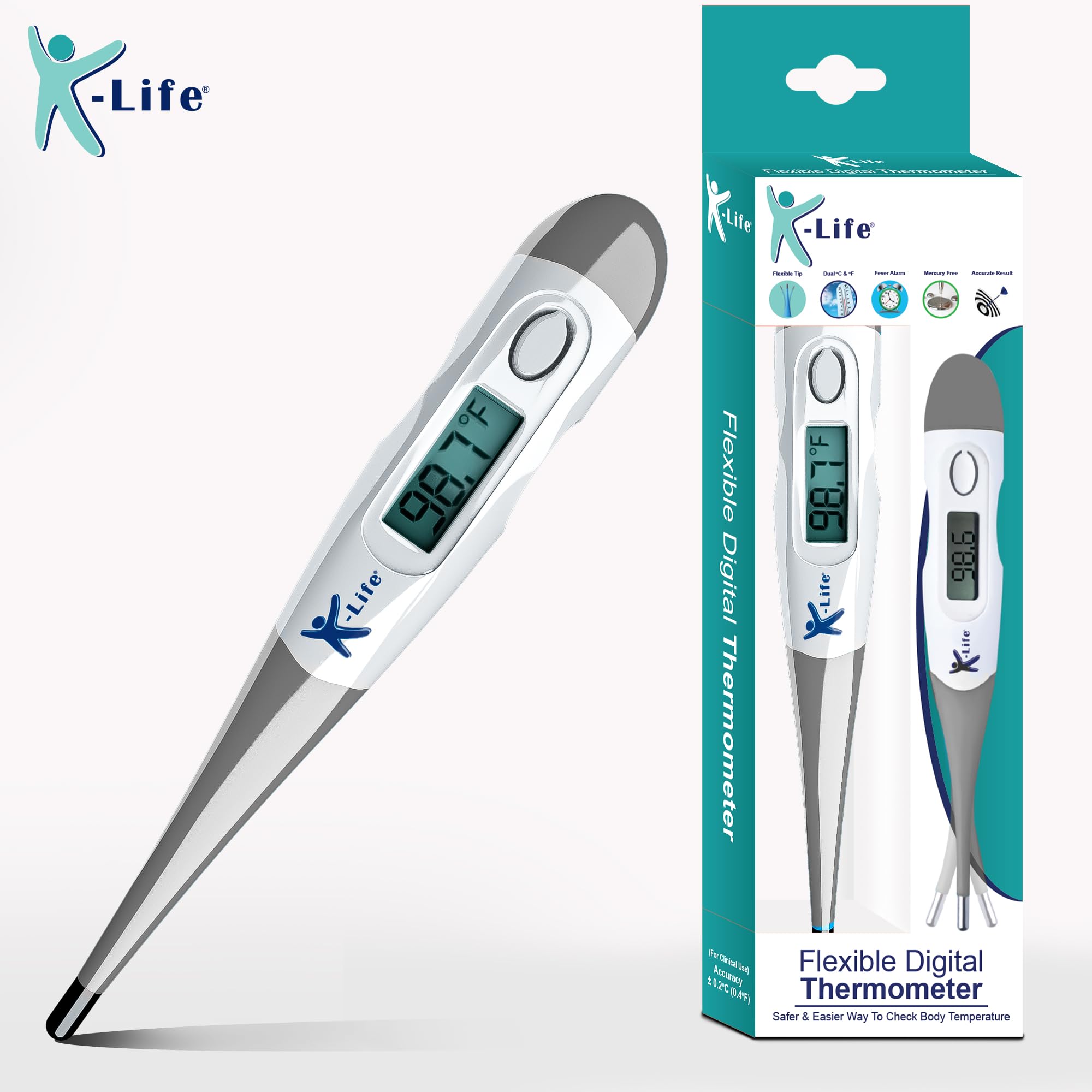 K-Life Flexible Tip Digital Thermometer for Kids & Adults | FDT-101(Grey) 4