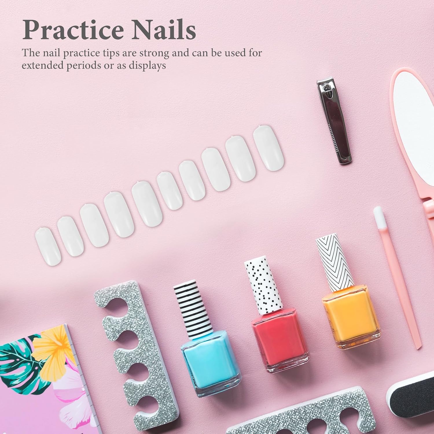 100 Pcs Practice Nail Tips for Nail Art Display with Smooth Surface and Extended Use Abs Material