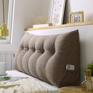 Reading Wedge Pillow, Removable Headboard Backrest, Triangular Headboard Cushion, Positioning Support Bolster, Wedge Lumbar Cushion, for Daybed Bed,02,80×50×20cm
