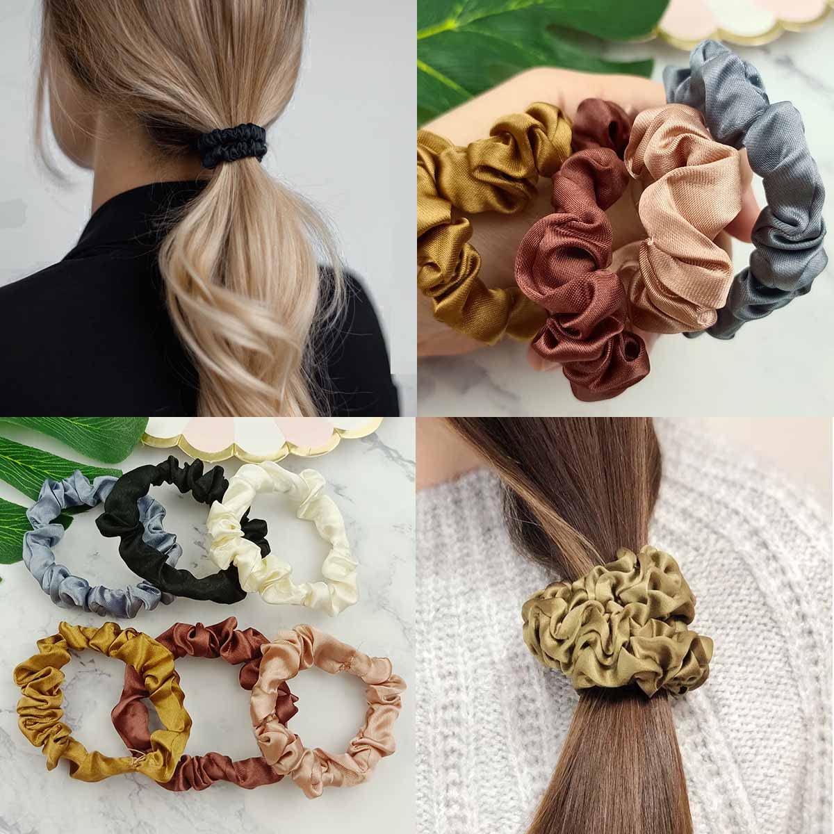 Amazon.com : 12 Pieces Silk Satin Scrunchies Skinny Hair  display picture 2