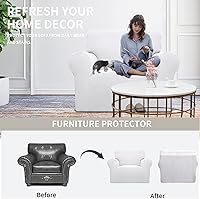 Vista 215 de Easy-Going - Funda elástica para sofá, 1 pieza, protector de muebles, suave, con parte inferior elástica, para niños, tela de jacquard de poliéster