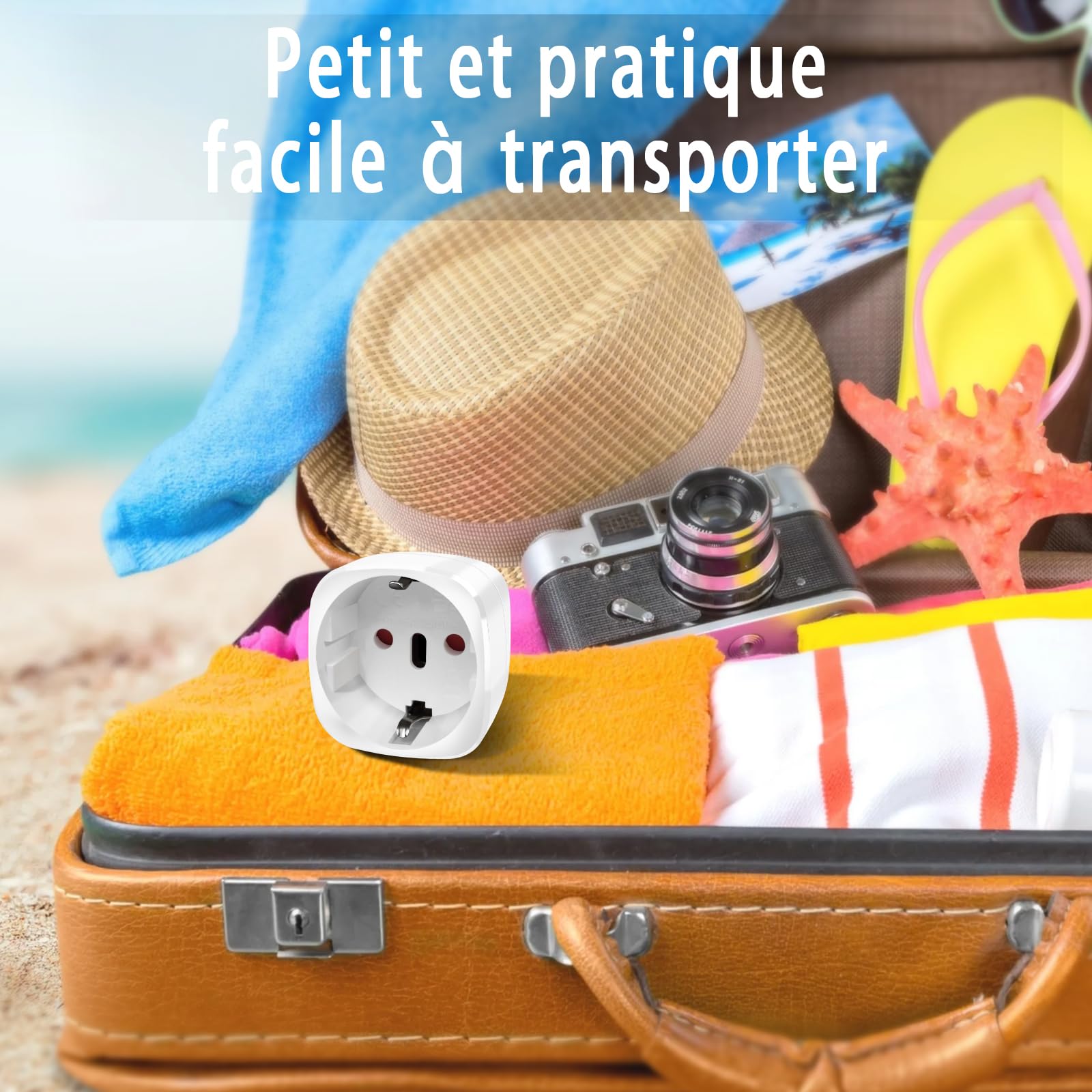 Adaptateur Prise Anglaise Type G, Adaptateur de Voyage France vers UK, 2 Pièces, Blanc