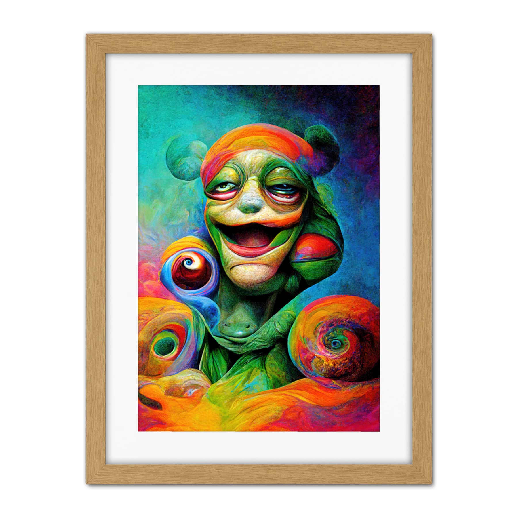 Doppelganger33 LTD Psychedelic Stoned Clown Trippy Colourful Artwork Framed Wall Art Print 18X24 Inch