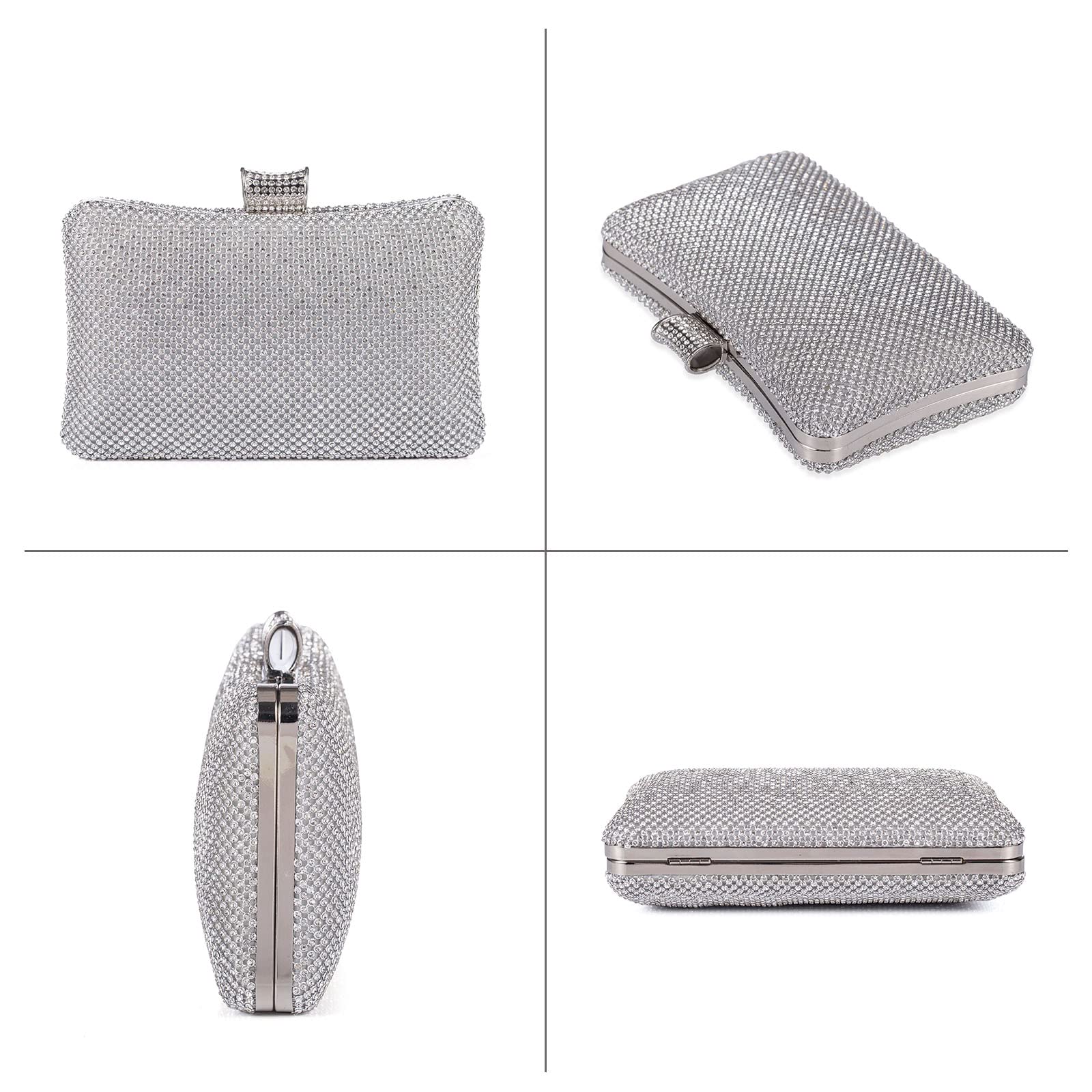 BAIGIO Pochettes et Clutches Femme en Strass, Sac Bandoulière avec Chaîne, Elegante Pochette Sac a Main Femme Ceremonie Mariage Cocktail