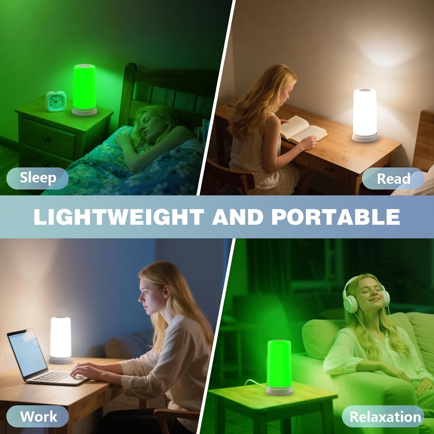 Green Light Therapy for Migraines, Headaches, Insomnia, Anxiety Relief, 520nm Narrow Band Green Migraine Light Sleep Aid Lamp to Support Deep Relaxation, Dimmable Sleep Device