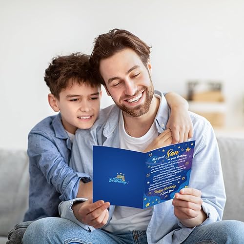 Miniatura 7 de DPKOW Regalos de cumpleaños modernos para hijo - Juego de llavero y tarjeta de flores y estrellas