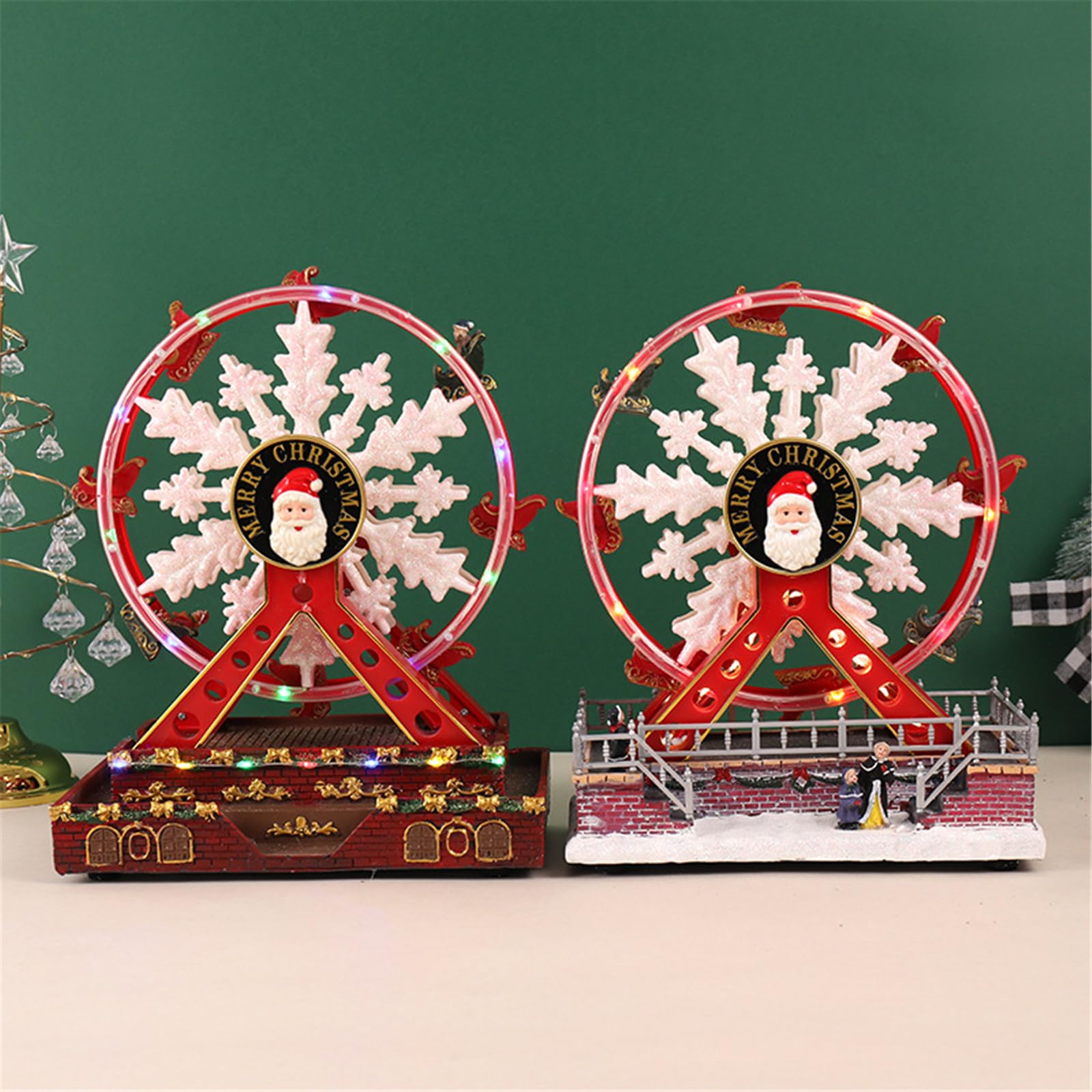 Ruota gigante rotante per le vacanze con luci a LED, elegante decorazione musicale da tavolo natalizia, accessori per feste, illuminazione natalizia a LED