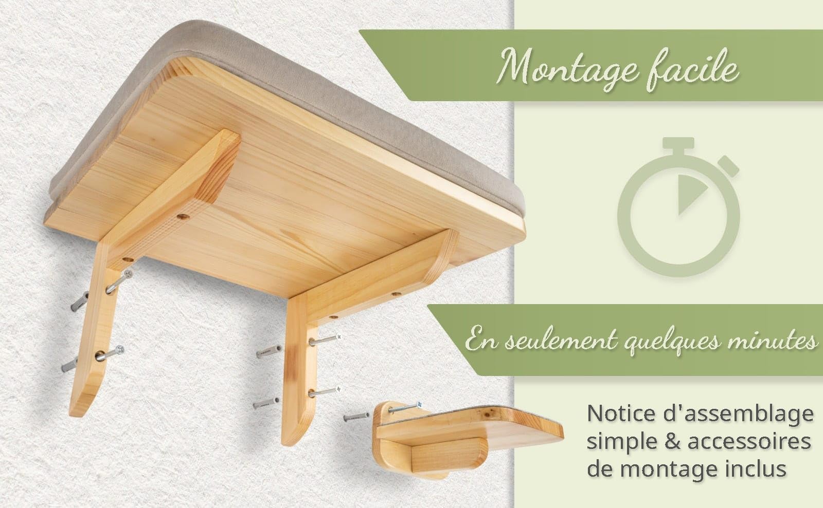 WOOWOOD® Mur d'escalade pour Chat avec 2 marches de Chat [Extra Grand et Stable] I Mur 3 pièces I Set Arbre à Chat Mural I Mur pour Chats I Chaise Longue Murale pour Chats