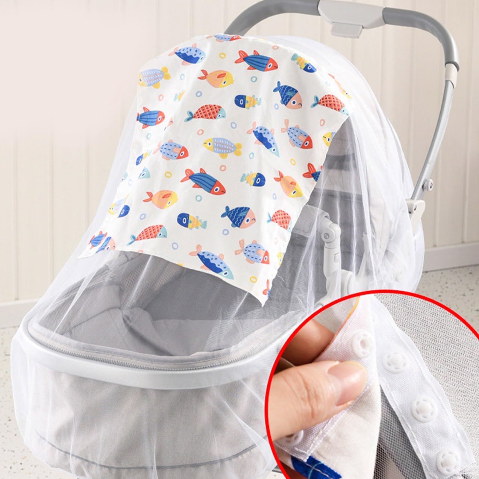 Filet anti-mouches confortable pour poussettes - Protection à 360 degrés - Maille respirante pour un confort extérieur et