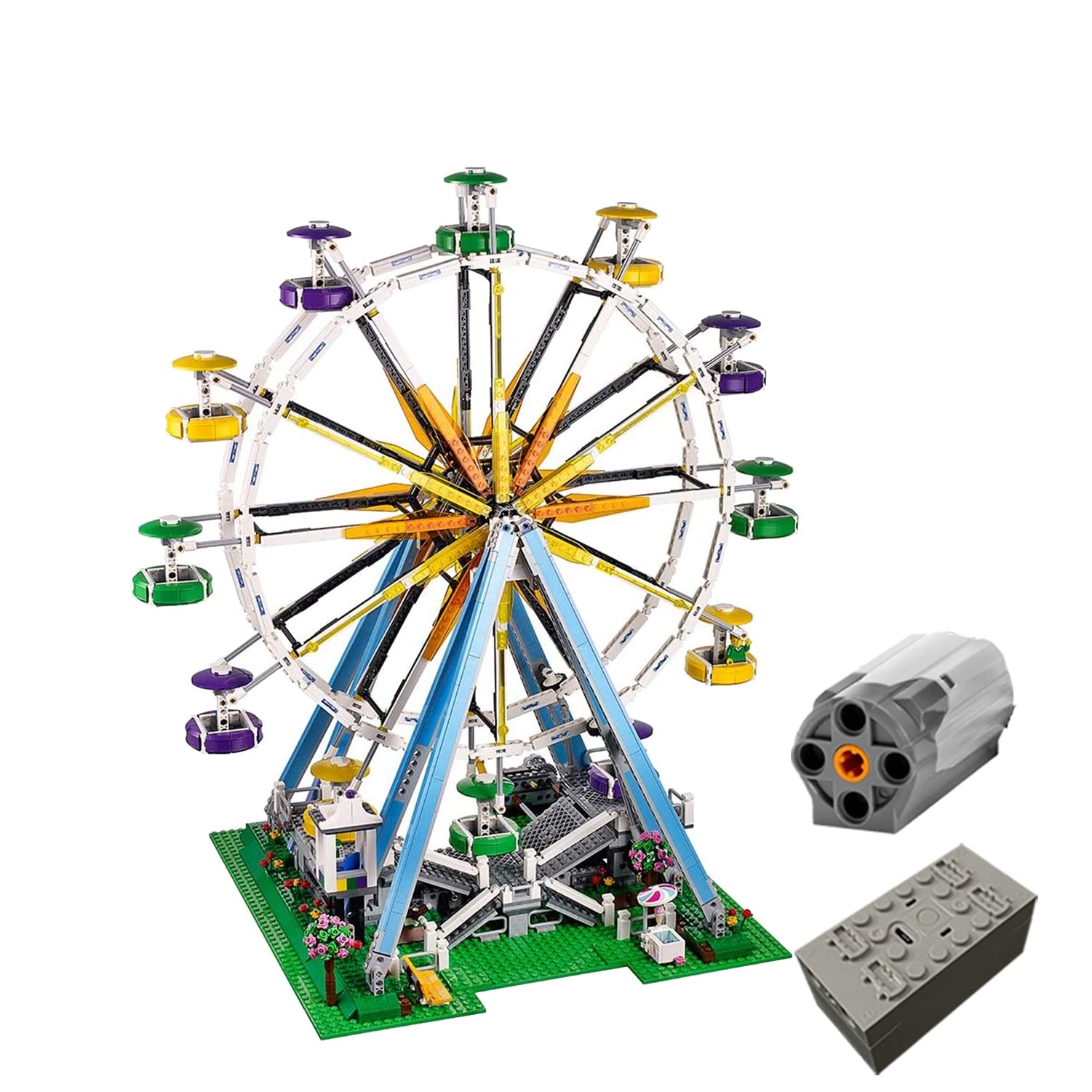 SEEMEY PoweredUP-Powerfunction-Kit Compitable with LEGO-Creator-Expert-Ferris-Wheel-10247 Power upgrade kit with remote and App control functions. Make your Lego motivated! (Not Lego bricks)