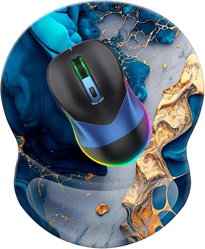 Miniatura 2 de Alfombrilla de mouse con soporte para muñeca, antideslizante, de goma, 8.75 x 7.5 pulgadas, alfombrilla de mouse pequeña para computadora portátil