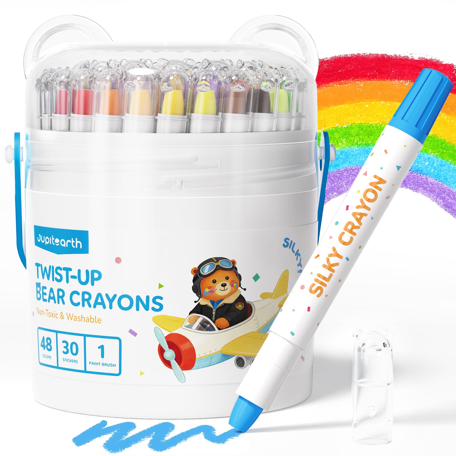JUPITEARTH Silky Crayons for Toddlers 4-8, Twist & Non-Toxic, 48 Colors — image 1