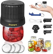 Electric Mason Jar Vacuum Sealer, Jar Vacuum Sealer for Mason Jars fit Wide & Regular Mouth, Jar Sealer with Starter Kit Compatible with FoodSaver Vacuum Sealer, Wine Stopper, Canning Jar Sealer